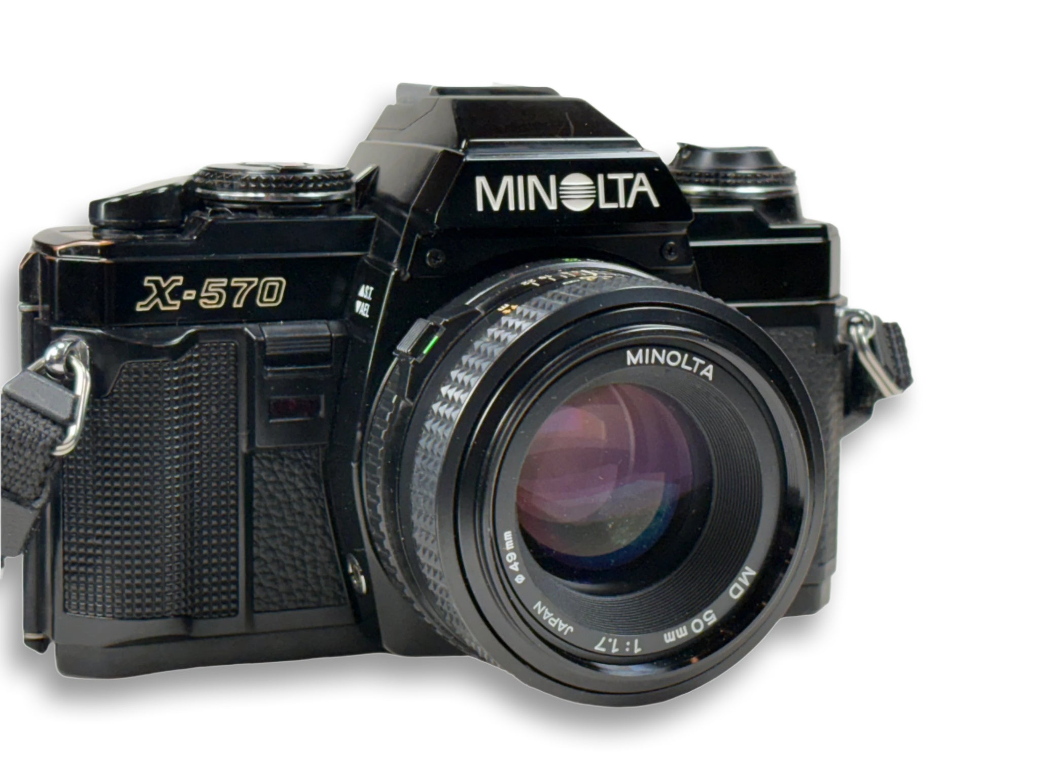 Minolta X-570 35mm film camera with a 50mm 1.7 prime lens