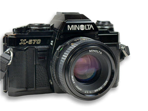 Minolta X-570 35mm film camera with a 50mm 1.7 prime lens