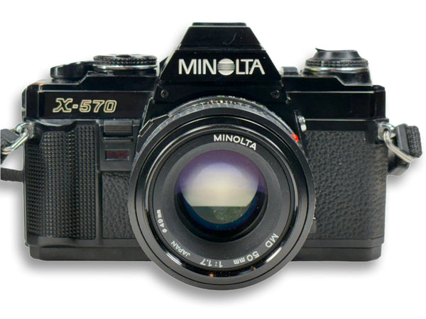 Minolta X-570 35mm film camera with a 50mm 1.7 prime lens