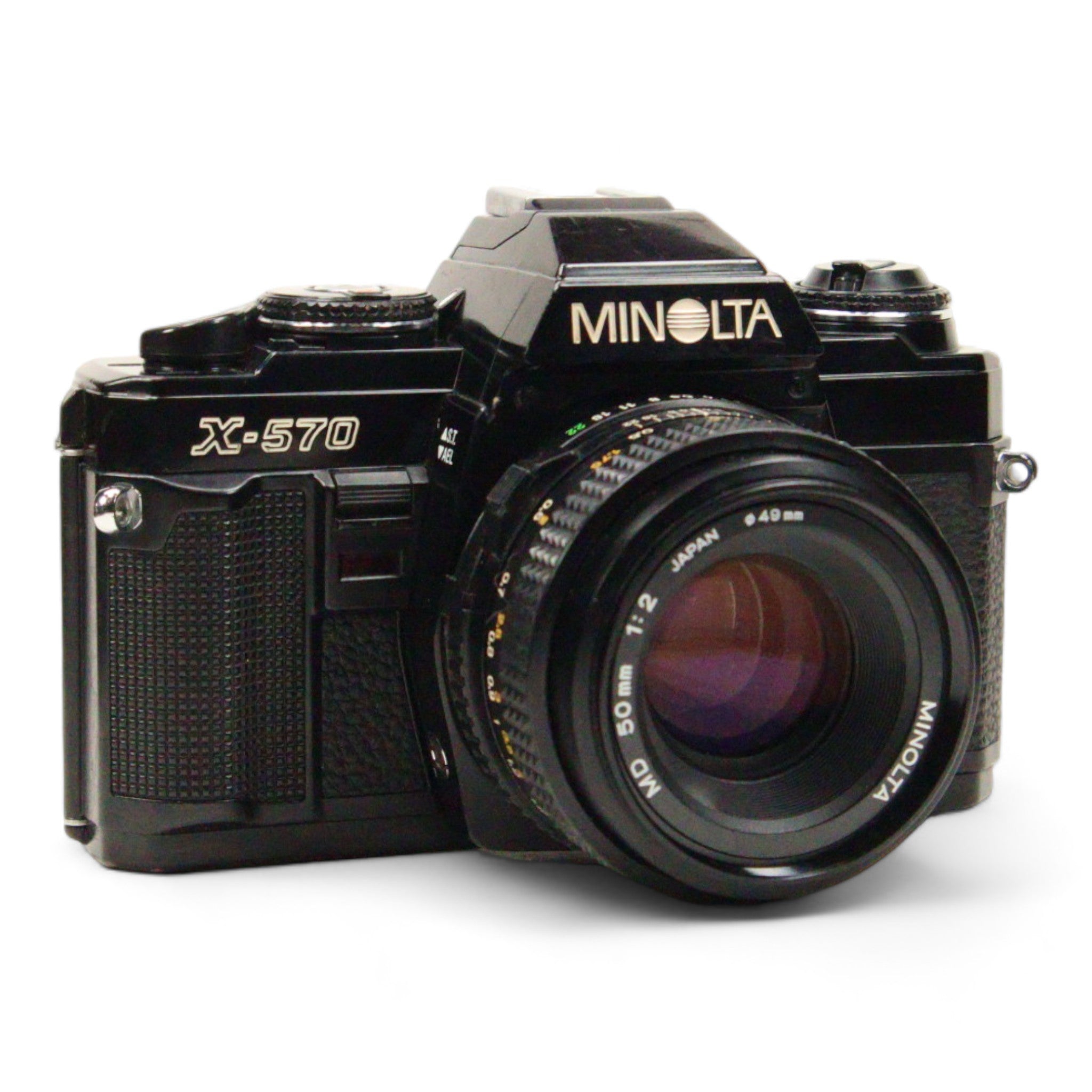 Minolta X-570 35mm film camera with a 50mm 2.0 prime lens