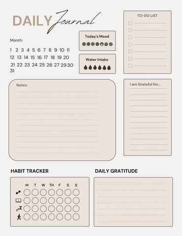 Printable Daily Journal with Calendar and To-Do list.