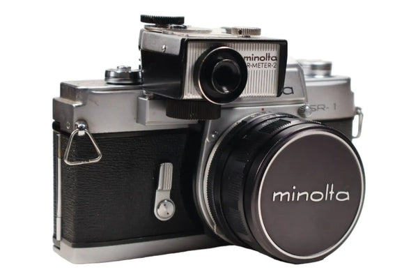 Film Camera Finds - Minolta SR1 with 55mm lens front left side